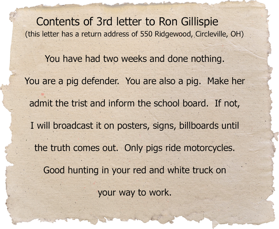 Third Letter Sent To Ron Gillispie
