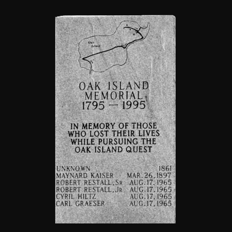 Memorial stone for the victims of the Oak Island mystery