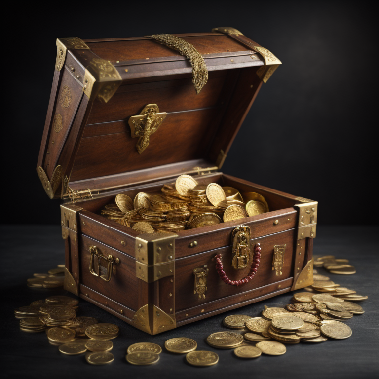 A Pirate Chest Of Gold Representing The Treasures of Oak Island Theories
